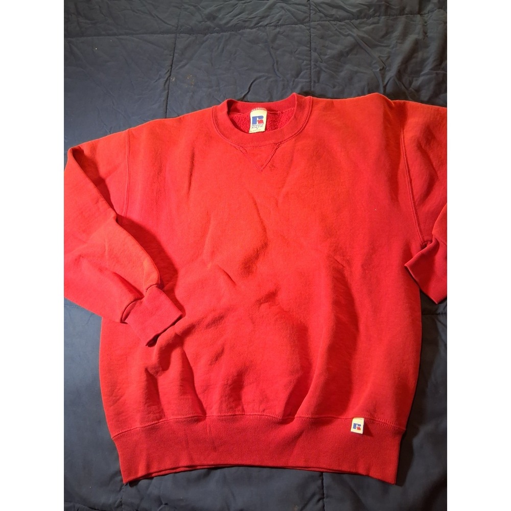 Vintage Russell Athletic Sweatshirt Mens Medium Red Crewneck Made In USA 90s
